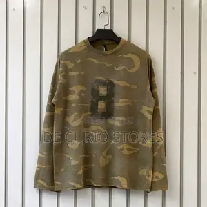 Graphic Distressed Camouflage Long-Sleeve