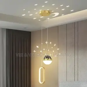 2 Drop Gold Ceiling Light – For Dining, Bedside, Bedroom, Sit Outs,