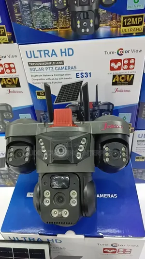3 Lens 12mp Always on Video Solar Powered Camera With Night Vision