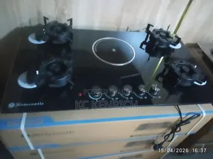 Gas Hob, 4 Flip Up Gas Cooker With 1 Electric