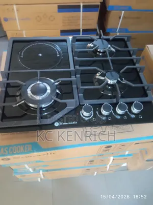 Gas Hob Glass 3 Burner Gas + 1 Electric