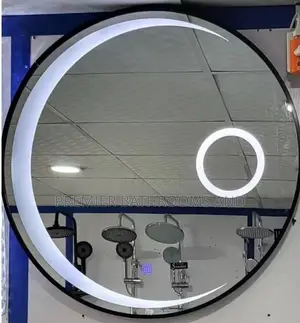 Black Round Moon Design Mirror With Light