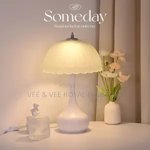 Elegant White Table Lamp With Body Button Control for Bedroom Study
