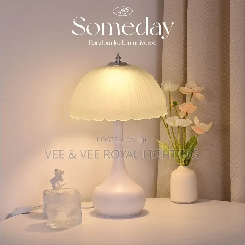 Elegant White Table Lamp With Body Button Control for Bedroom Study