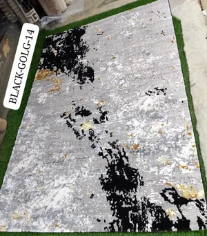Black and Gold 14 Persian Turkish Center Rug
