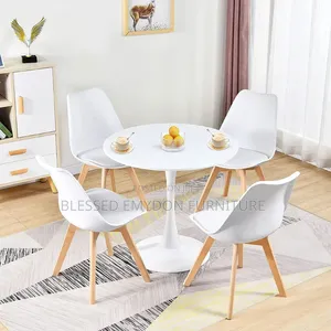 Tulip 4 Seater Round Dining Table and Chair Set