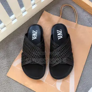 Zara Woven Criss-Cross Slide Sandals