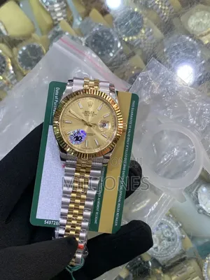 High Grade Rolex Inspired Two-Tone Watch- Gold+Silver Chain |Gold Dial