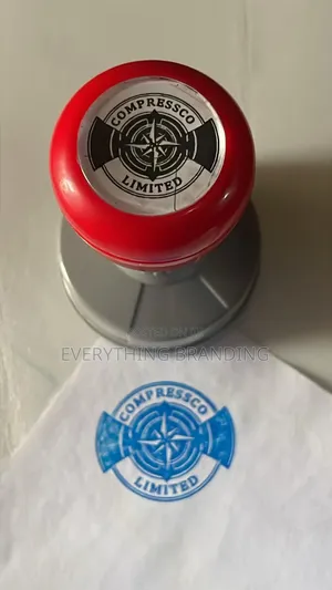 Custom Designed Circle Pre-Ink Stamp – Logo Text Branding Seal