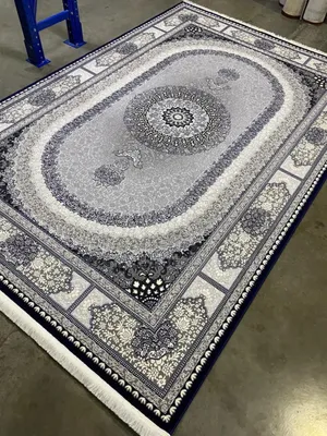 Royal Crown Black Mixed With Touch of Gray Turkish Center Rug
