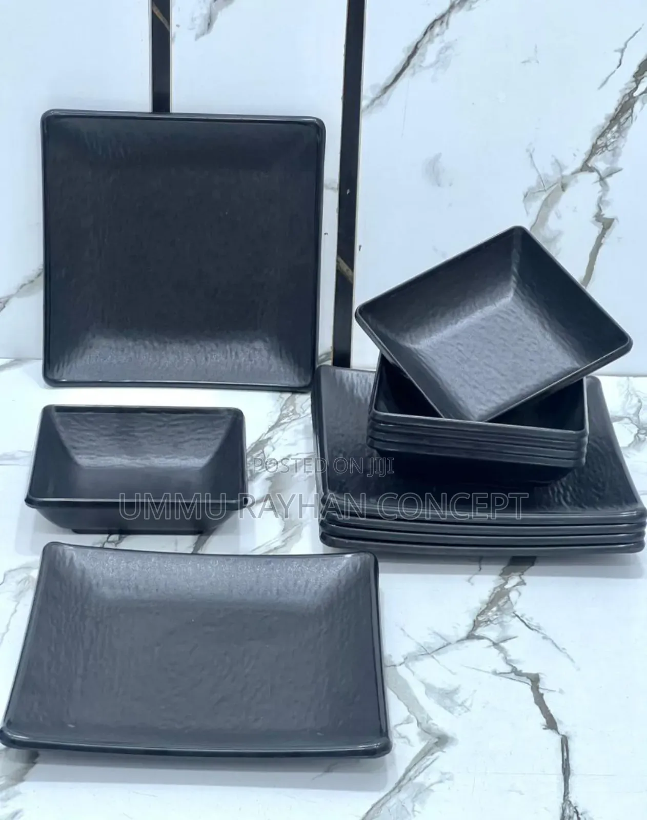 Unbreakable Ceramic Dinner Set (Black)