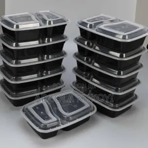 (1000pcs) Of 2 Compartments Disposable Takeaway Plates