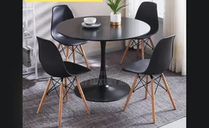 4 Seater Modern Wooden Top and Plastic Chairs Dining Set
