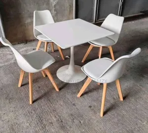 4 Seater Modern Wooden Top and Plastic Chairs Dining Set