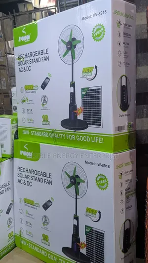 Iwin 18-Inch Rechargeable Solar Stand Fan (Model Iw-8918).