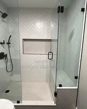 Frameless Glass Shower Enclosure With Hinged Door Shower Bench 
