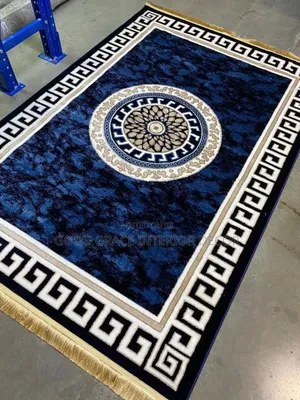 Blue Colour Design Quality Center Rug Turkish