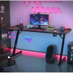 Modern Z Shaped RGB Led Lights Gaming Table 1.4mtr
