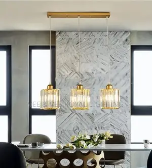 3 Drop Gold Crystal Pendant Light – For Dining and Kitchen