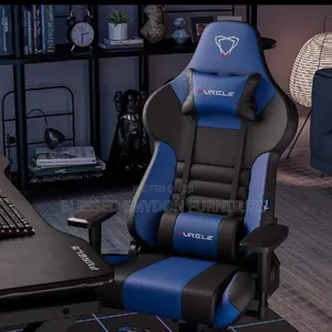 Gaming Ergonomic Chair + Footrest - Blue Black