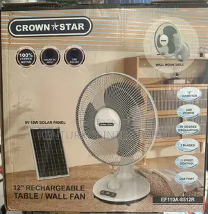 Crown Star Table Fan With Solar Panel
