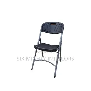 Foldable Mobile Plastic Chair Black (Heavy Duty)