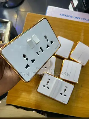 White and Gold Double Socket With Usb and Type C