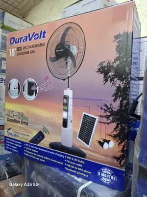 18" Duravolt 4 in 1 Rechargeable Solar Fan