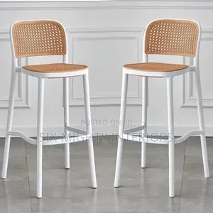 Molded Plastic Ergonomic Bar Stools(Set of 2 ) - White
