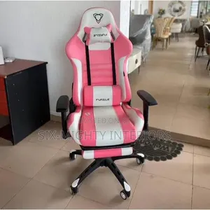 Executive Furgle Gaming Chair With Footrest_pink/White