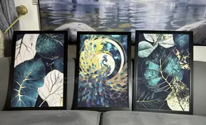 3-in-1 Peacock Canvas Wall Frame – Luxury Modern Wall Art (Framed)