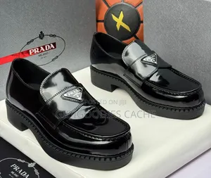 Prada Men's Black Patent Leather Lug Sole Loafers Size 40-46