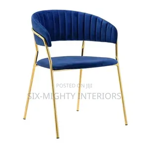Modern Luxury Fabric Dinning Chair With Armrest -Blue