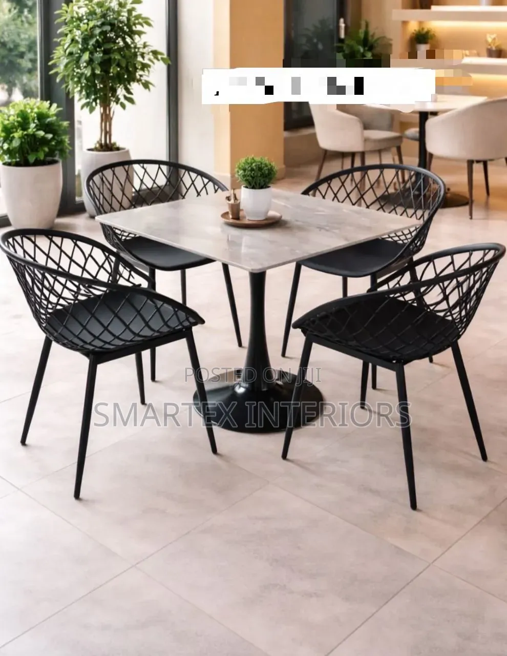 Solid One Pole Square Table With Chairs