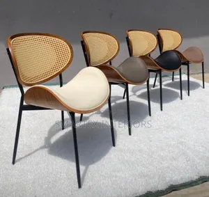 Best Quality Leather Padded Wooden Iron Leg Dining Chair