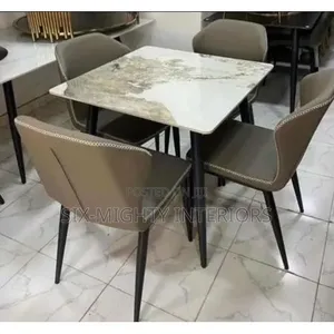 Square Marble Dinning Table + 4 Leather Chairs Only Prepaid