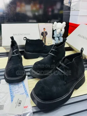 Men's Black Suede Chunky Chukka Boots Size 40-46