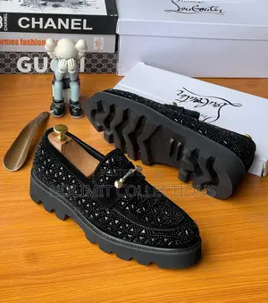 Christian Louboutin Black Studded Leather Loafers