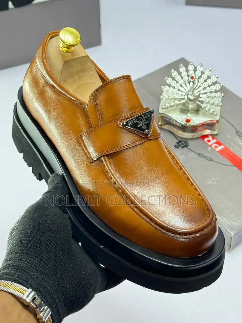 Prada Double Soled Leather Loafers