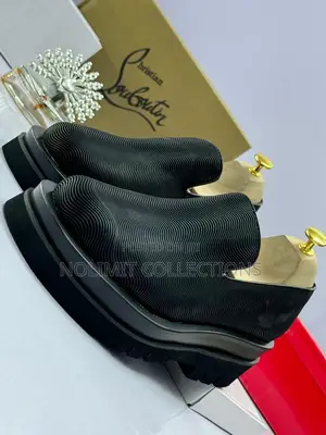 Black Men's Christian Louboutin Leather Loafers Platform Soles