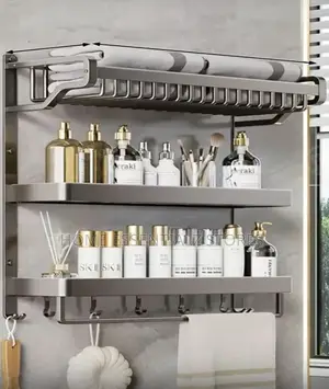 Reinforced Aluminum Bathroom Organizer - 3 Layers Bathroom Rack
