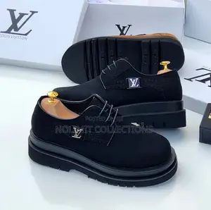 Louis Vuitton Suede Leather Derby Shoes With Black Platform Soles