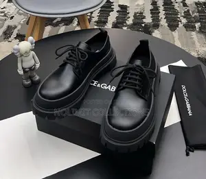 Black Dolce and Gabbana Leather Derby Shoe With Platform Soles