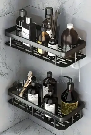 Black Aluminum Bathroom Organizer - 2 Pieces Bathroom Rack