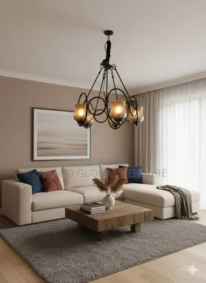 Nordic Chandelier Light With Bulb Black Body