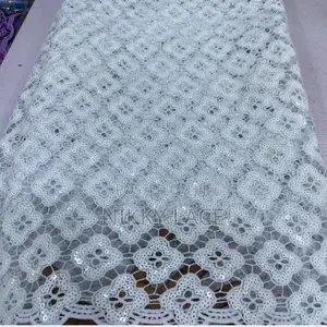 White Sequins Guipure Lace