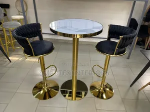 Imported Executive Fabric Adjustable Barstools With Bar Table