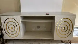 Modern Tv Console / Media Stand (White Gold Design)