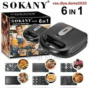 Sokany 6in1 Sandwich Maker, Grill , Waffle Maker, Donut