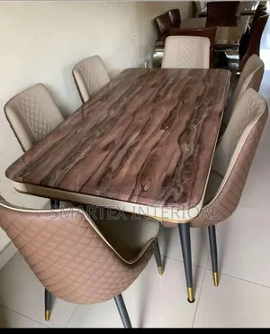 Imported Rectangular Marble Top Dining Table With Chairs